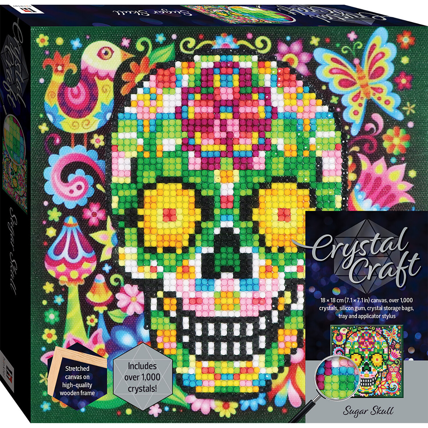 Hinkler Make Your Own Crystal Craft Sugar Skull Canvas Kit Image