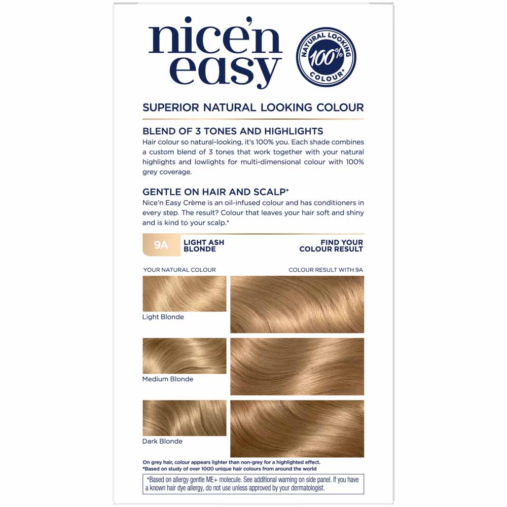 Clairol Nice'n Easy Light Ash Blonde 9A Permanent Hair Dye Image 2