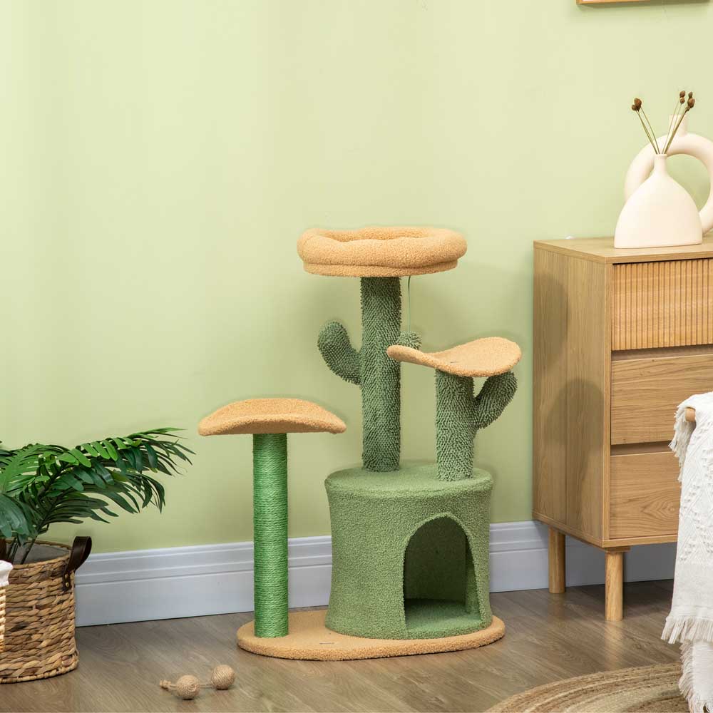PawHut Green Multi Level Cat Tree with Scratching Post Image 2