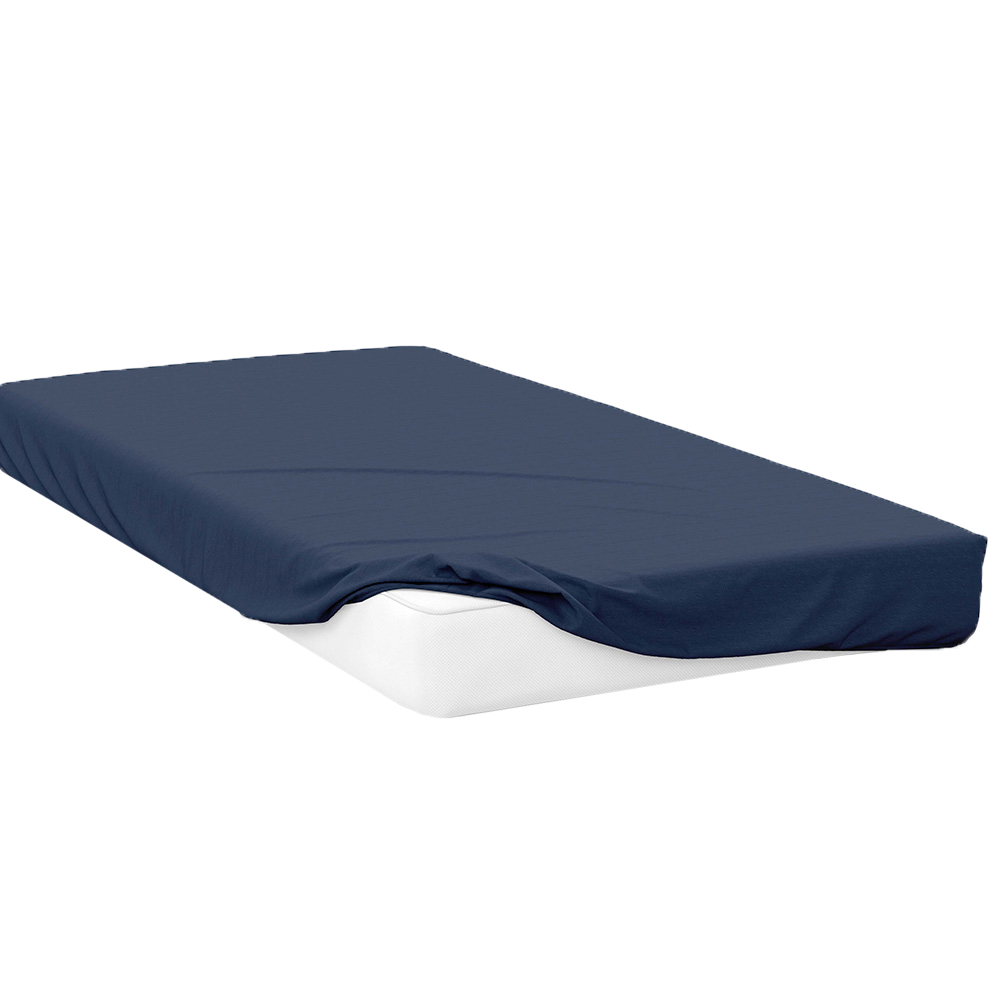 Serene Small Double Navy Fitted Bed Sheet Image 1