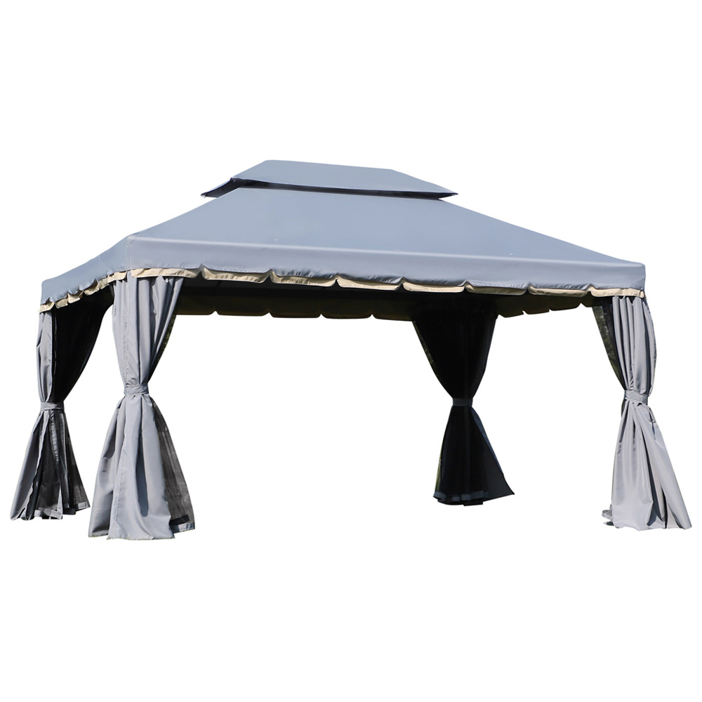 Outsunny 4 x 3m Grey Marquee Pavilion Patio Gazebo with Sides Image 2