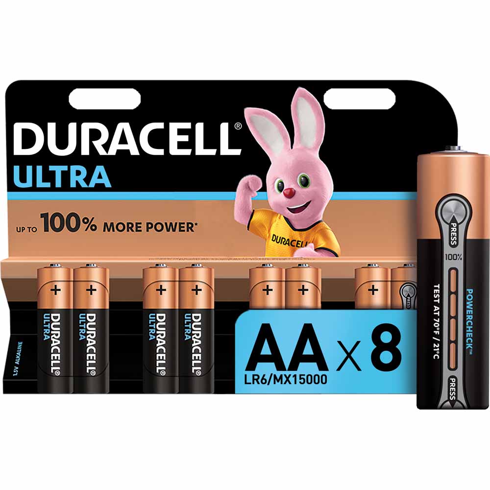 Duracell Ultra LR6 AA 1.5V Alkaline Batteries 8 pack Image 1