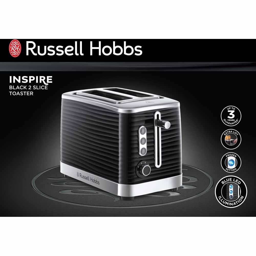 Russel Hobbs Black Inspire 2 Slice Toaster Image 8