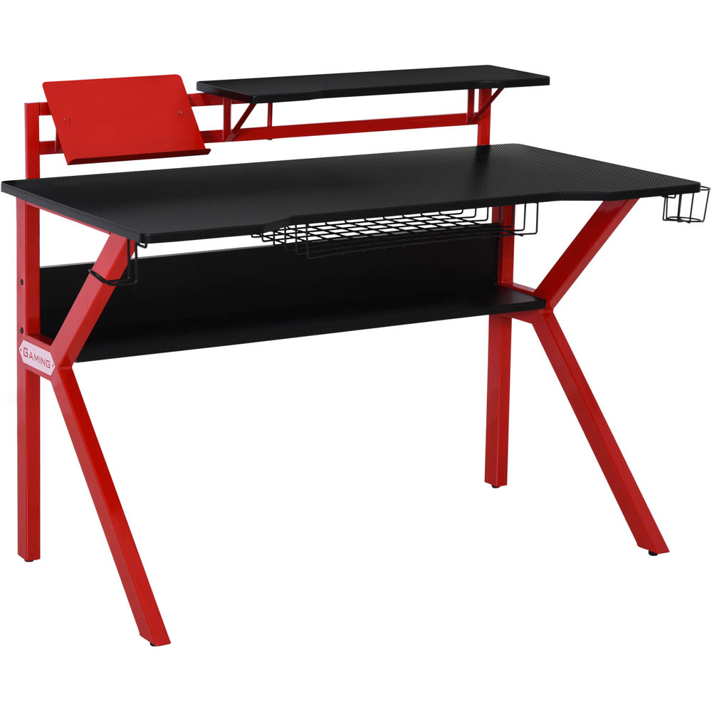 Portland Gaming Computer Table Red and Black Image 2