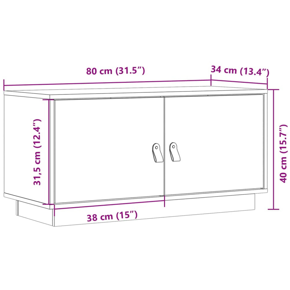 vidaXL 2 Door Honey Brown Solid Wood Pine TV Cabinet Image 9