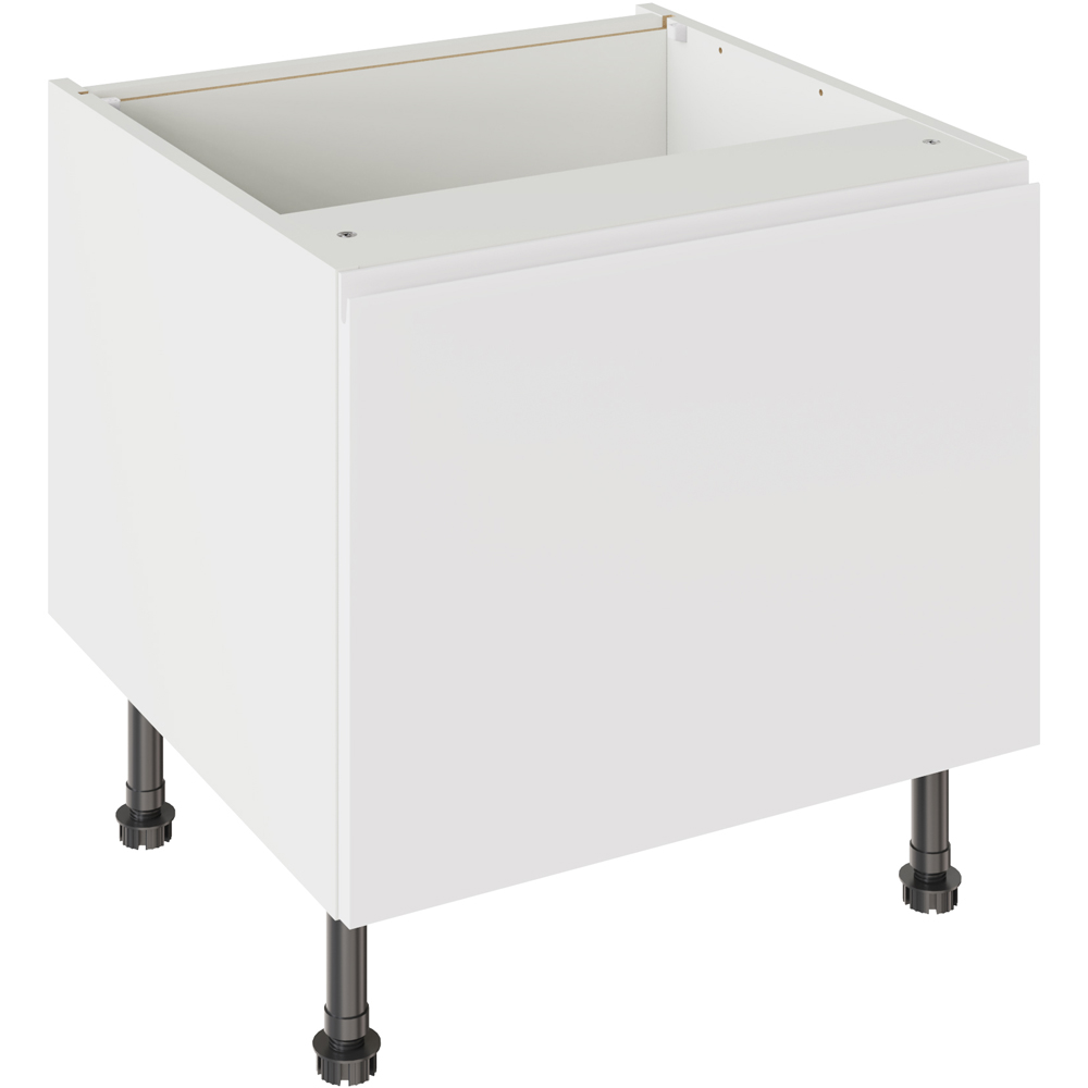 Kitchen Kit J-Pull Matt White Belfast Sink Base Kitchen Cabinet Flatpack 600mm Image 1