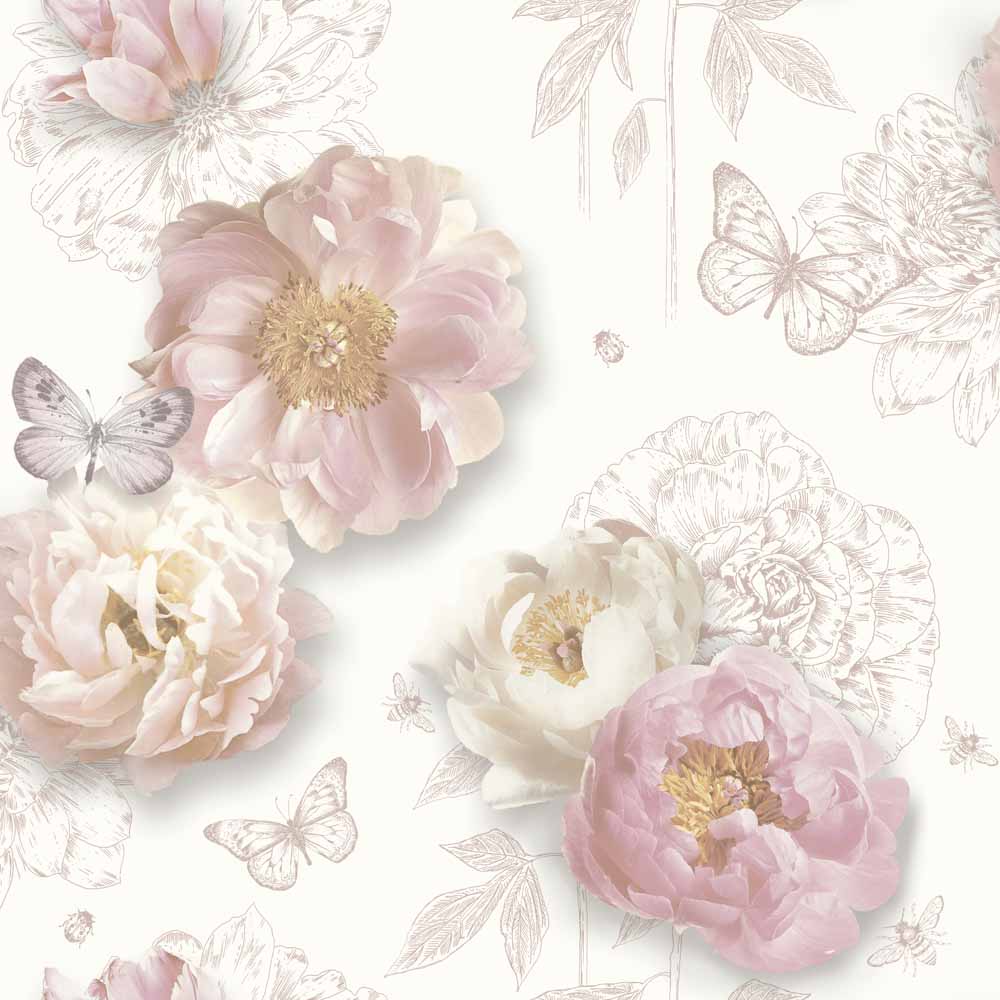Arthouse Flower Garden Blush Wallpaper Image 1