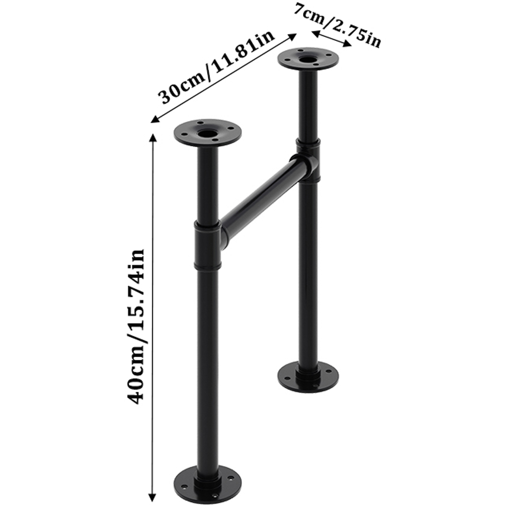 Living and Home 2 Pack Black Industrial H Shaped Anti Slip Iron Table Leg 30 x 7 x 40cm Image 8