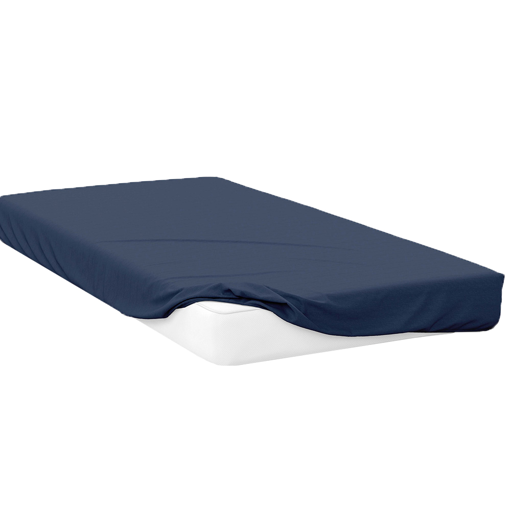 Serene Super King Navy Fitted Bed Sheet Image 1