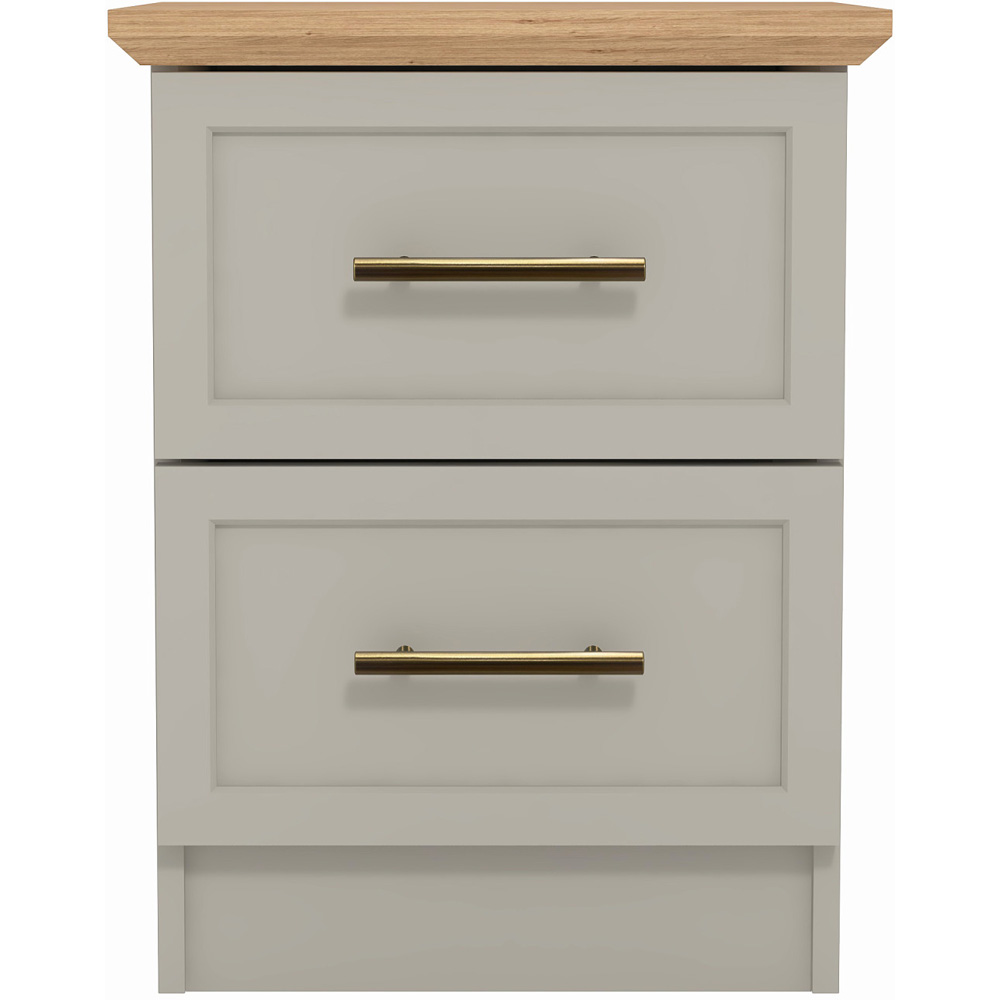 GFW Lyngford 2 Drawer Grey Bedside Table Image 3