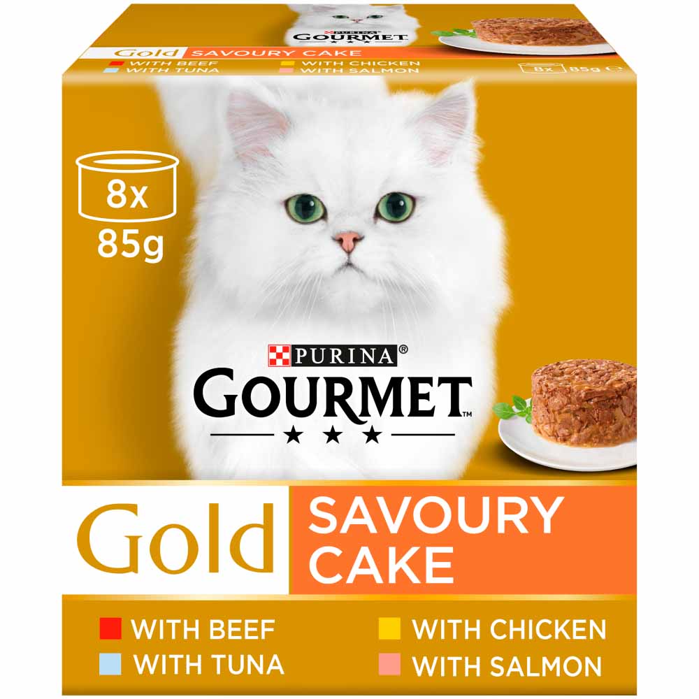 Gourmet Gold Savoury Cake Meat and Fish Cat Food 8 x 85g Image 1