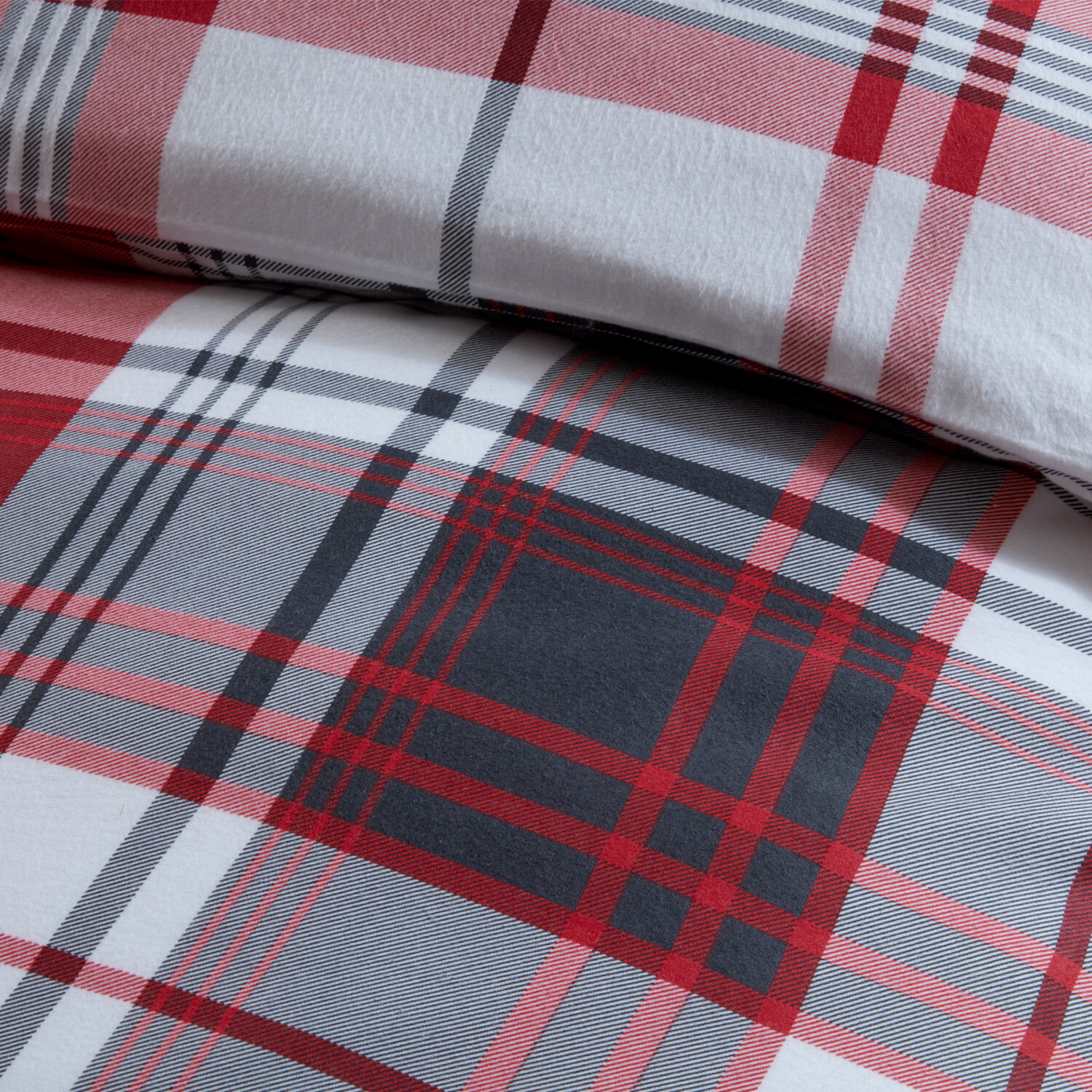 Hamilton Grey Check Duvet Cover and Pillowcase Set - Red / Super King size Image 3