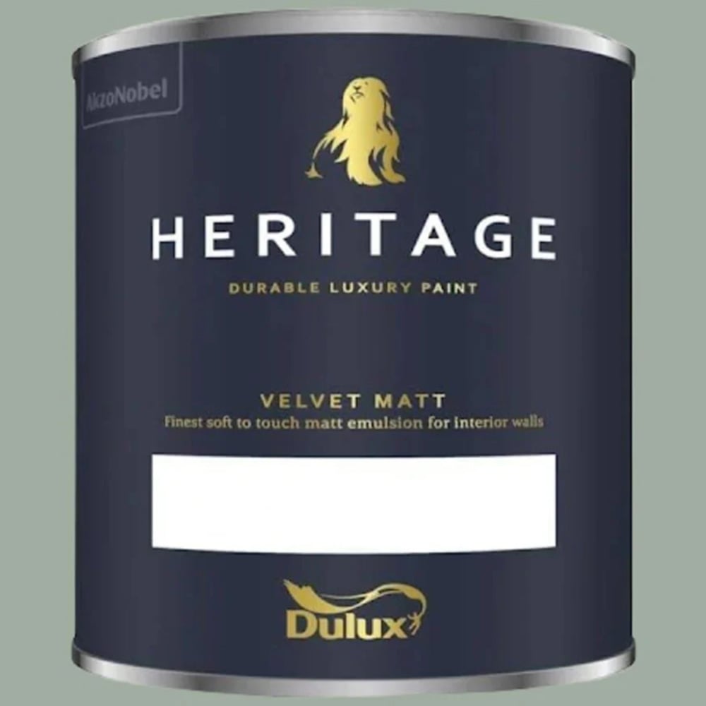 Dulux Heritage Walls and Ceilings Sage Green Velvet Matt Emulsion Paint 1L Image 2