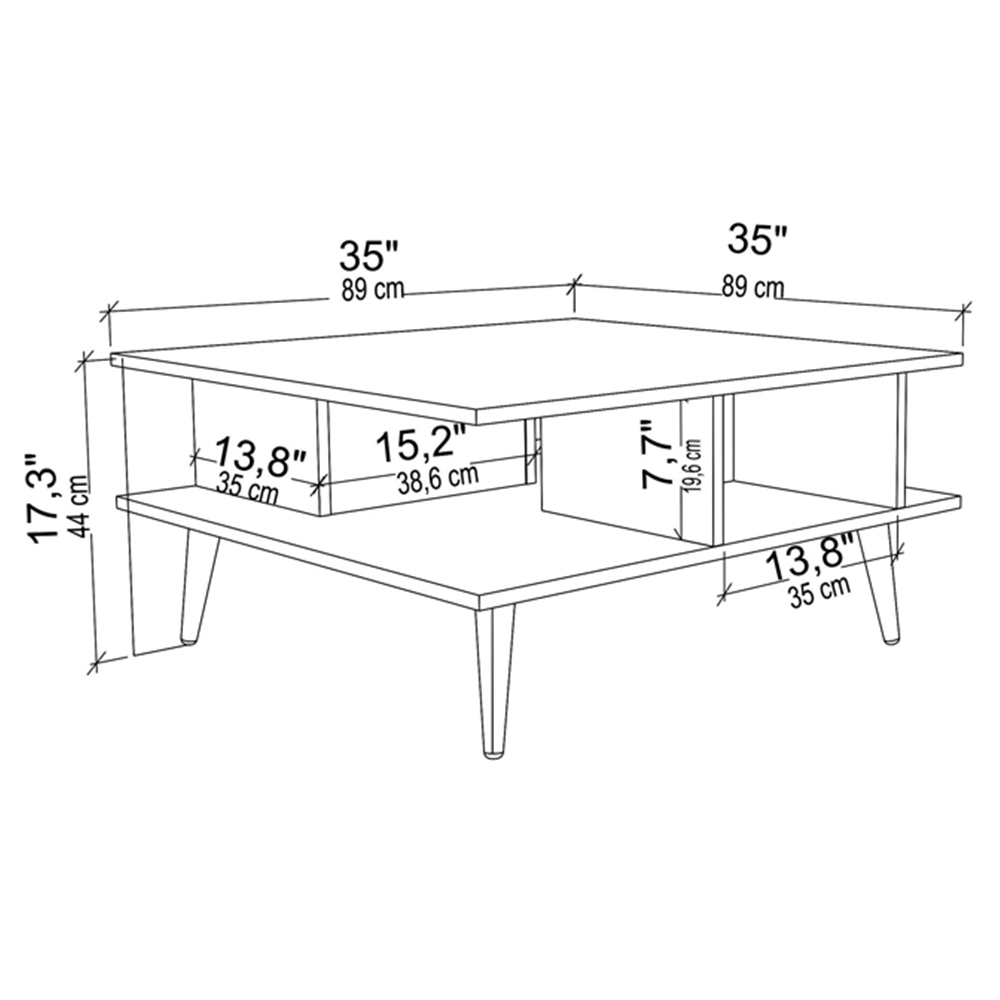 Decorotika Akya Walnut and Black Wide Coffee Table Image 6