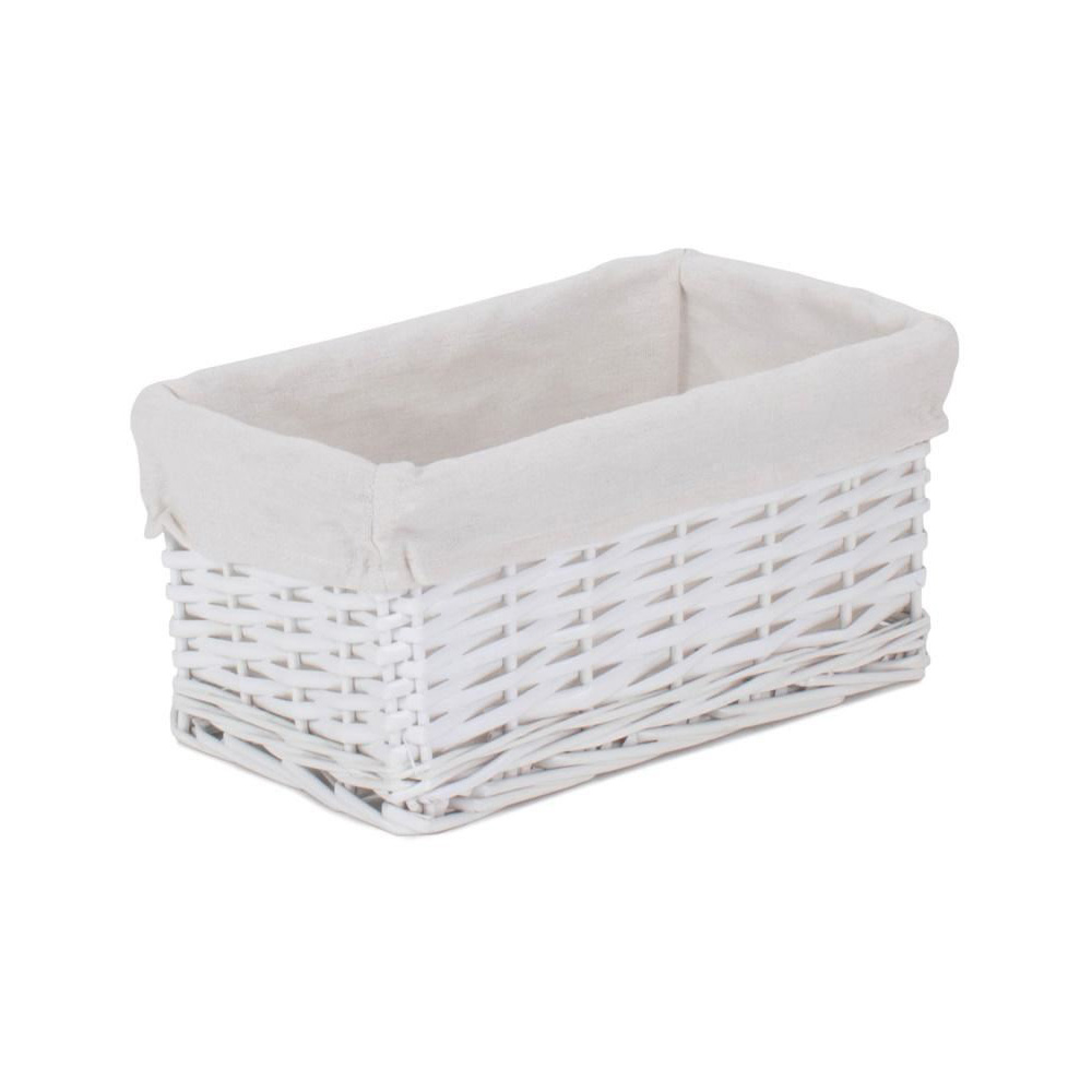 Red Hamper Large White Cotton Lined Wicker Storage Basket Image 2