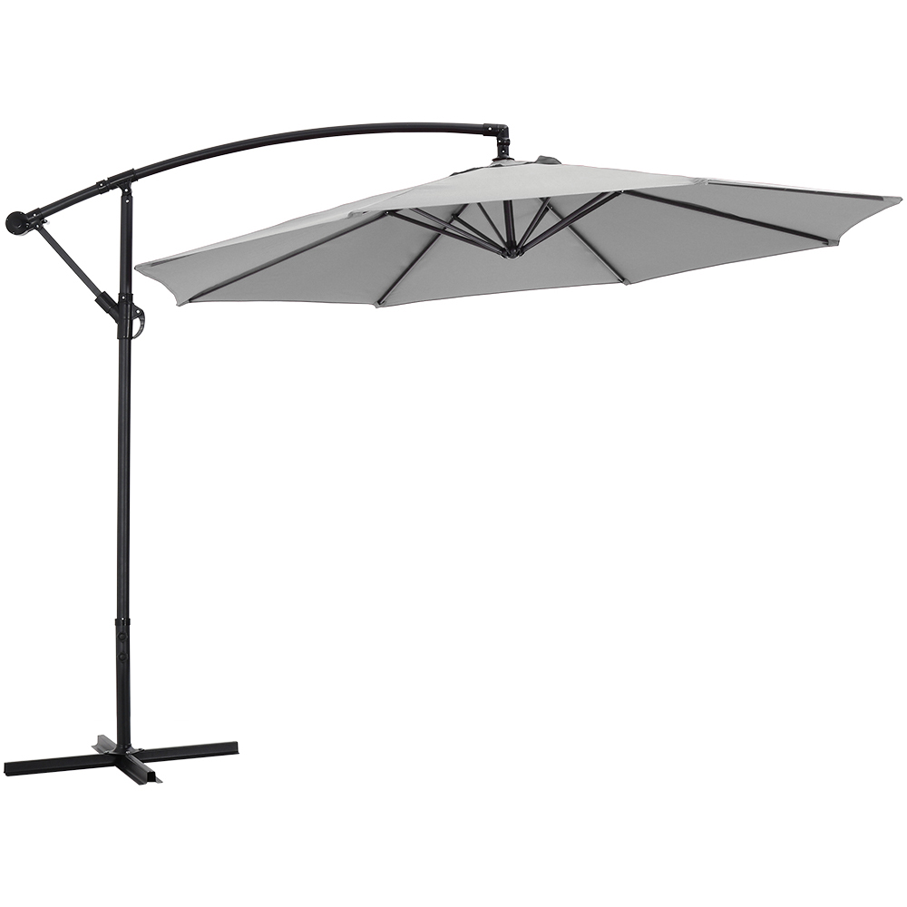 Living and Home Light Grey Cantilever Parasol with Cross Base 3m Image 1