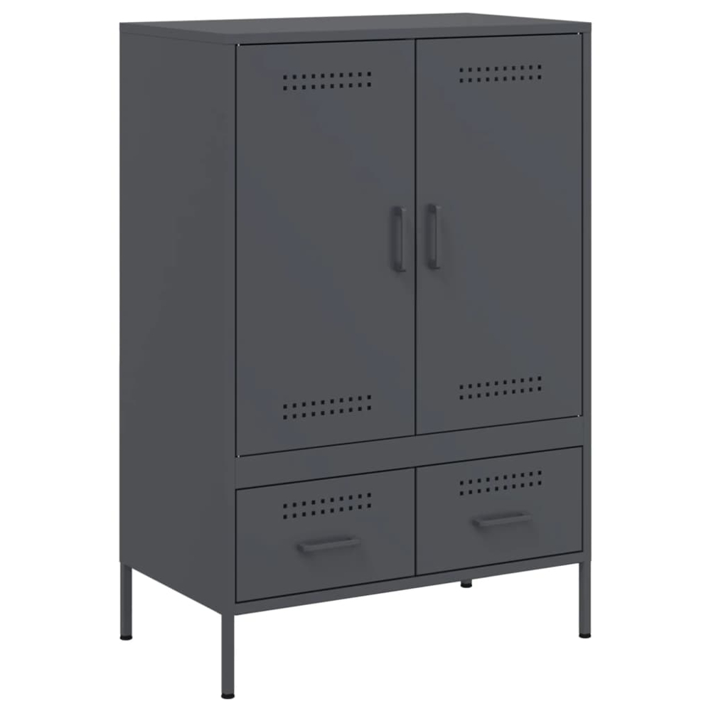 vidaXL 2 Door 2 Drawer Anthracite Cold-Rolled Steel Highboard Image 2