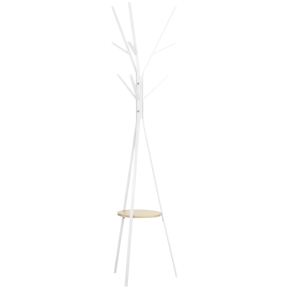 HOMCOM White Free Standing Metal Coat and Hat Hanger 180cm Image 1