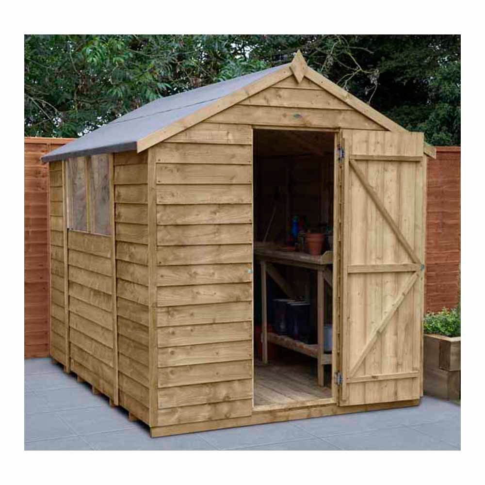 Forest Garden 8 x 6ft Overlap Pressure Treated Apex Shed Image 2