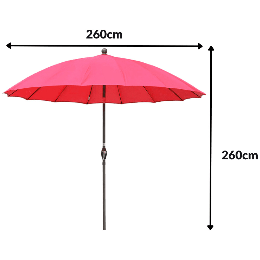 Marco Paul Red Crank and Tilt Aluminium Parasol 2.6m Image 3