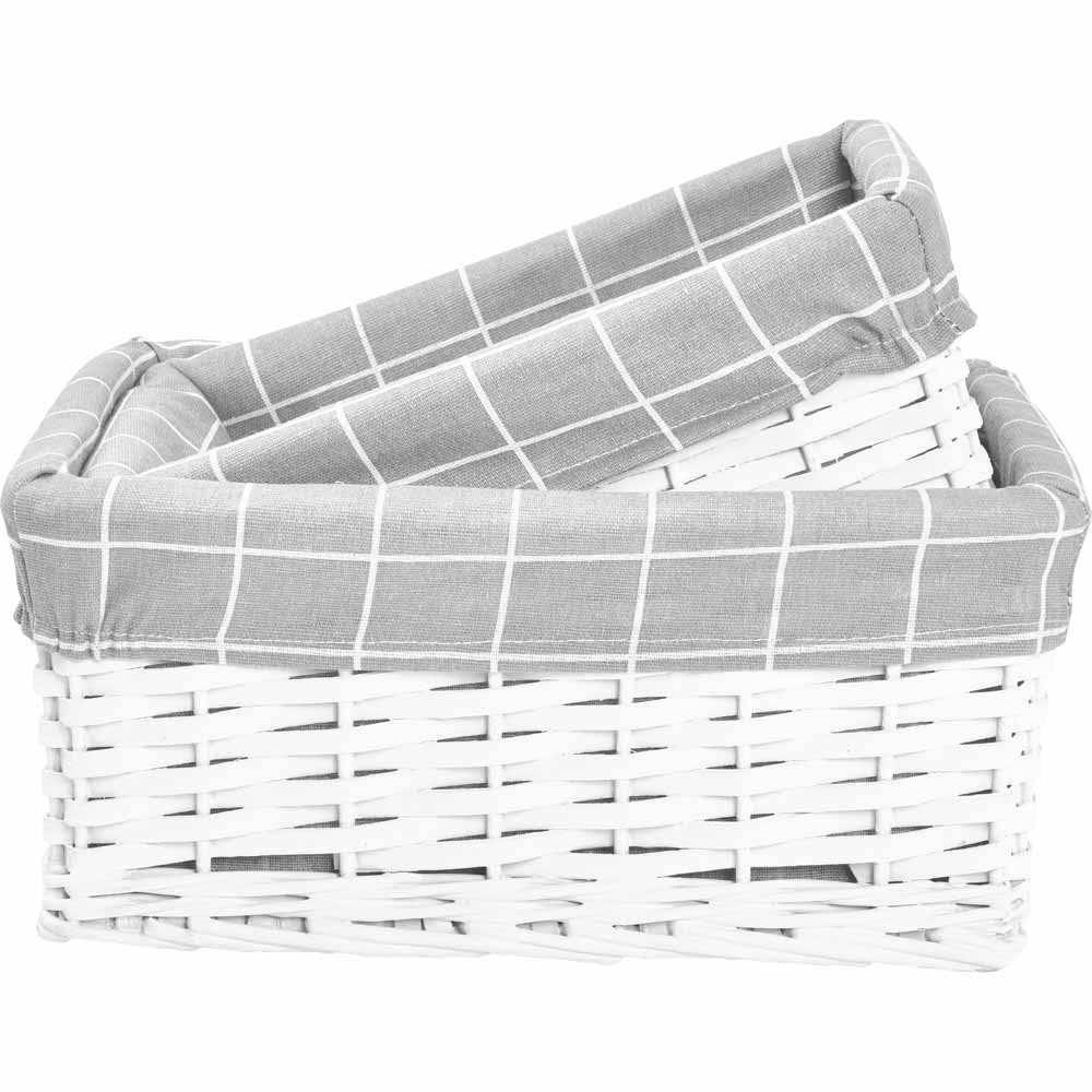 Wilko White Wicker Basket 2pk Wilko