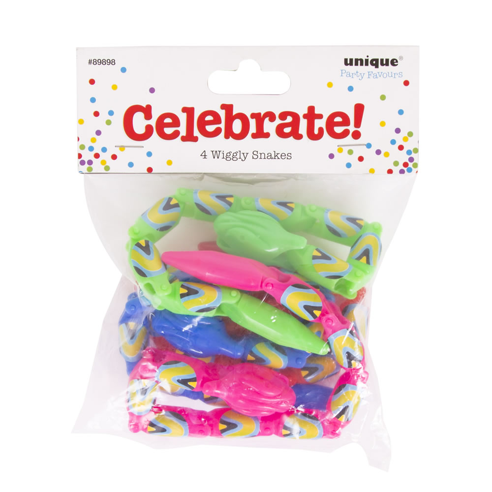 Wiggly Snakes Toy Party Bag Favours 4 pack Image 1
