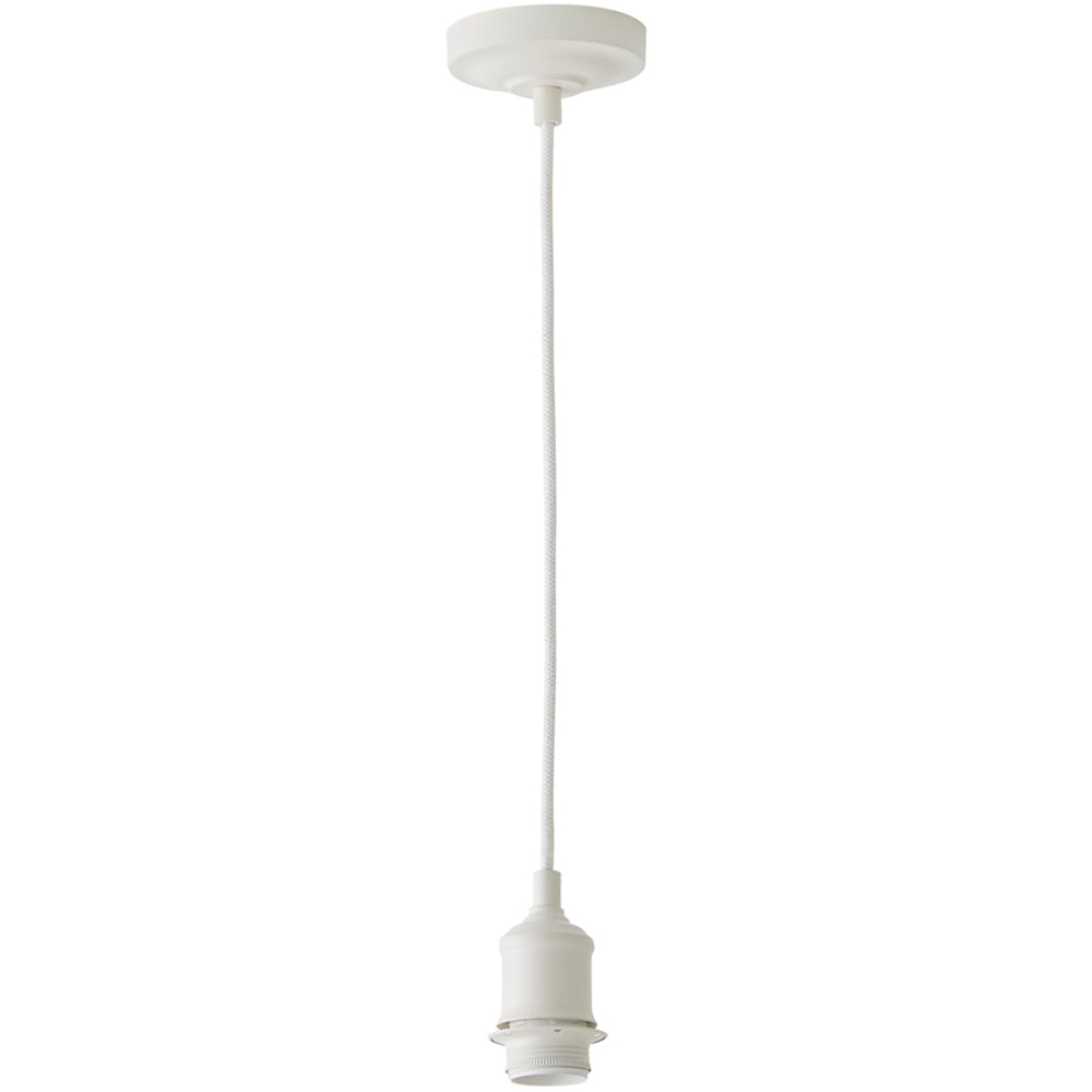 ValueLights Shaw Cream Fabric Adjustable Drop E27 Pendant Ceiling Light Fitting Image 1