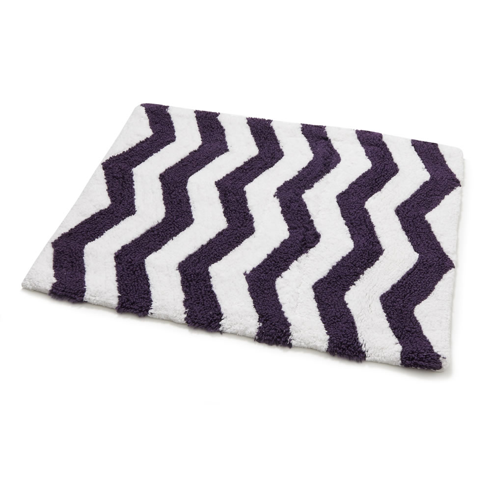 Wilko Bath Mat Purple Chevron 50 x 70cm Wilko
