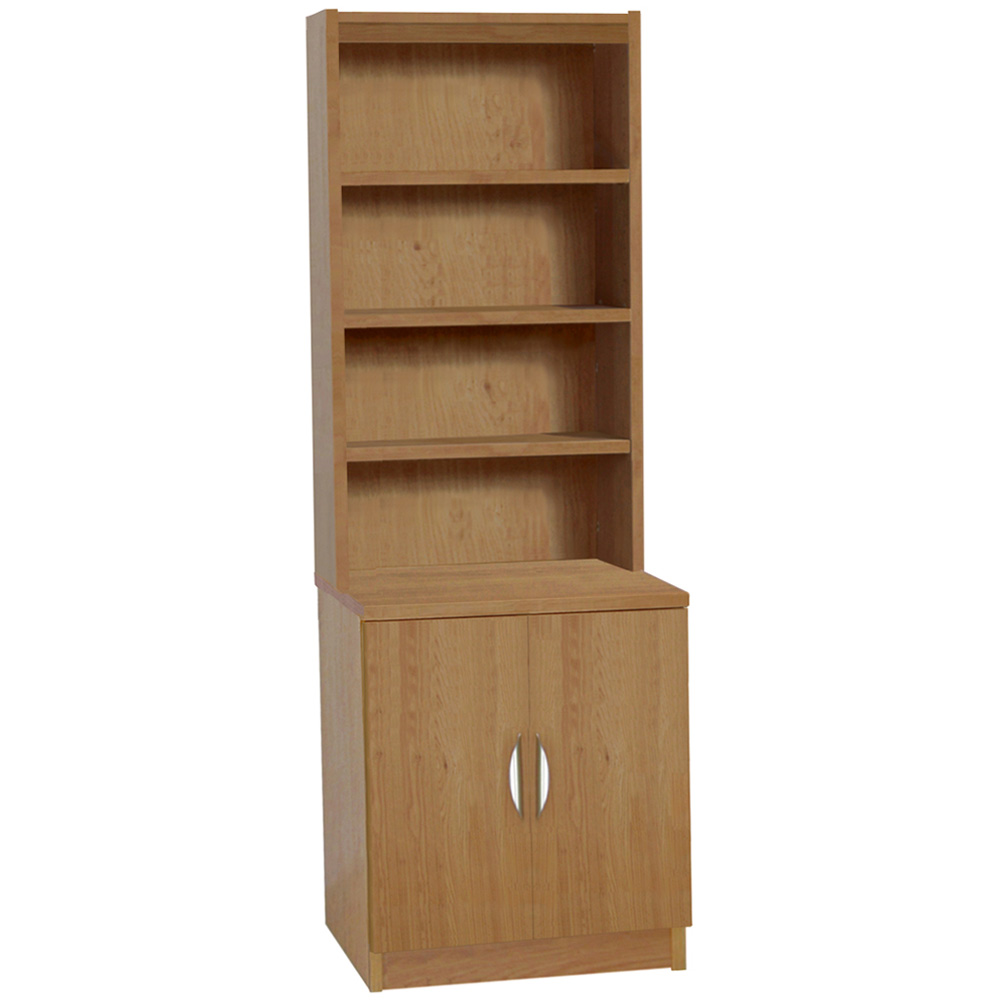 R White Cabinets 2 Door 4 Shelf Brown Desk Height Cupboard with Hutch Image 2