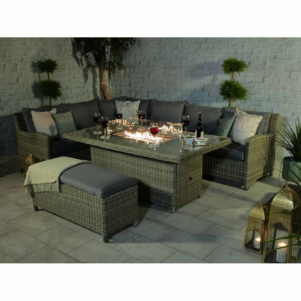 Royalcraft Wentworth Firepit 7pc Deluxe Modulaorner Dining/Lounging SetDelivery March/April 