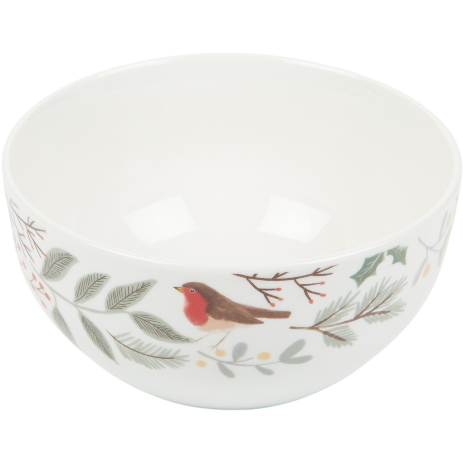 Merry Robin Rice Bowl White Image 2