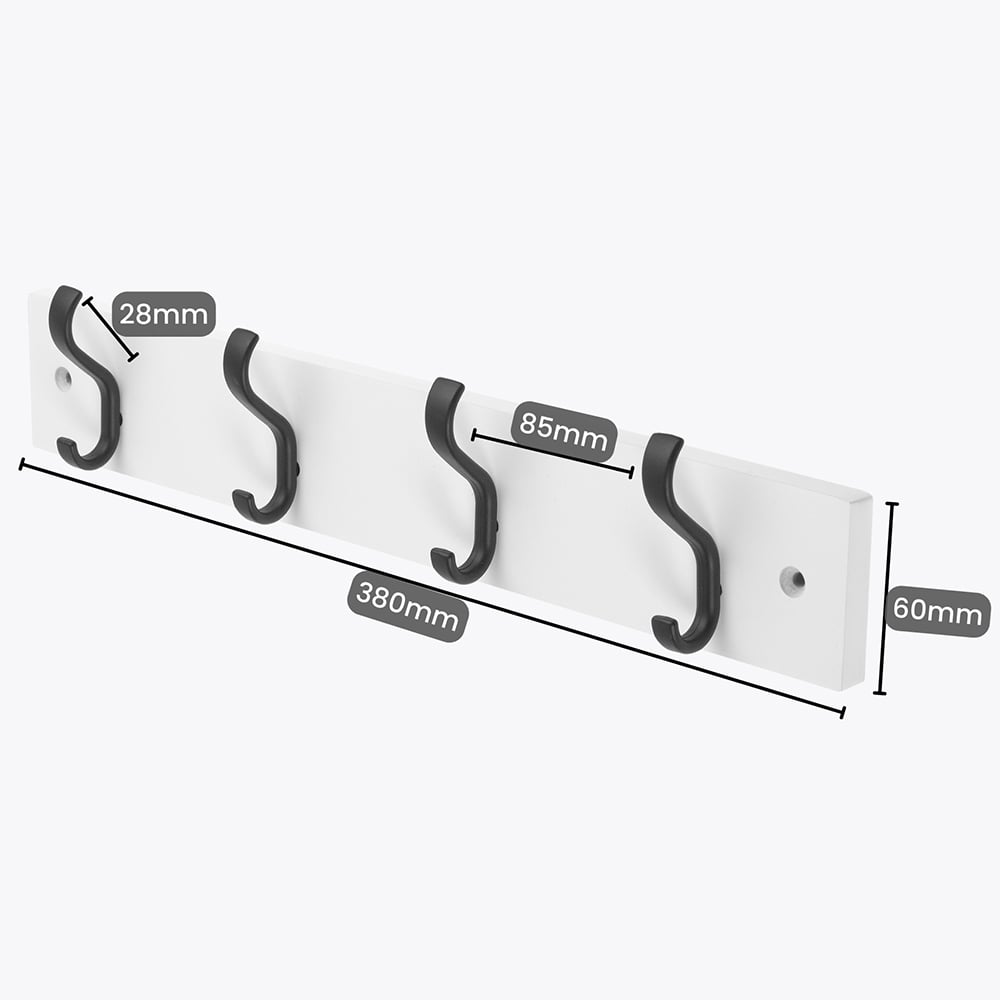 Headbourne Black and White 4 Hook Coat Rail Image 5