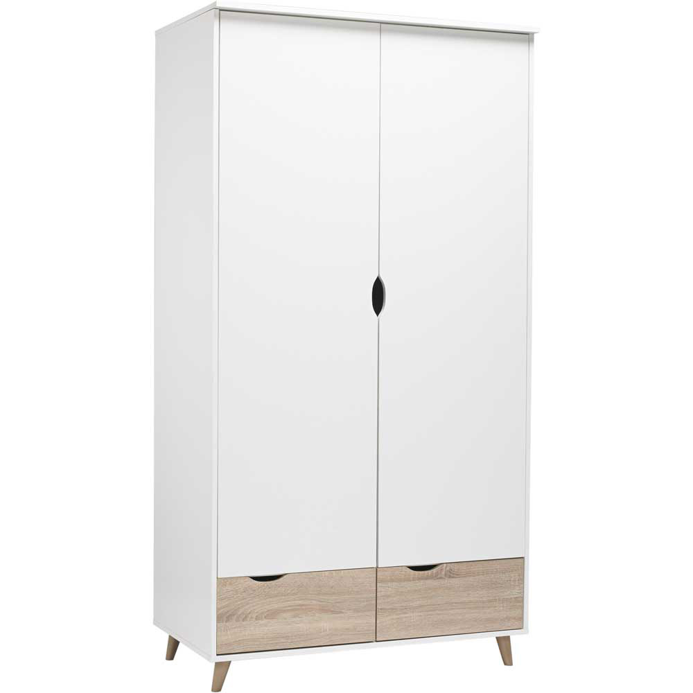 Stockholm 2 Door 2 Drawer Oak and White Wardrobe Image 2