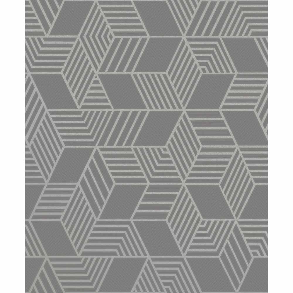 Holden Astonia Geometric Stripe Charcoal Wallpaper Image 1
