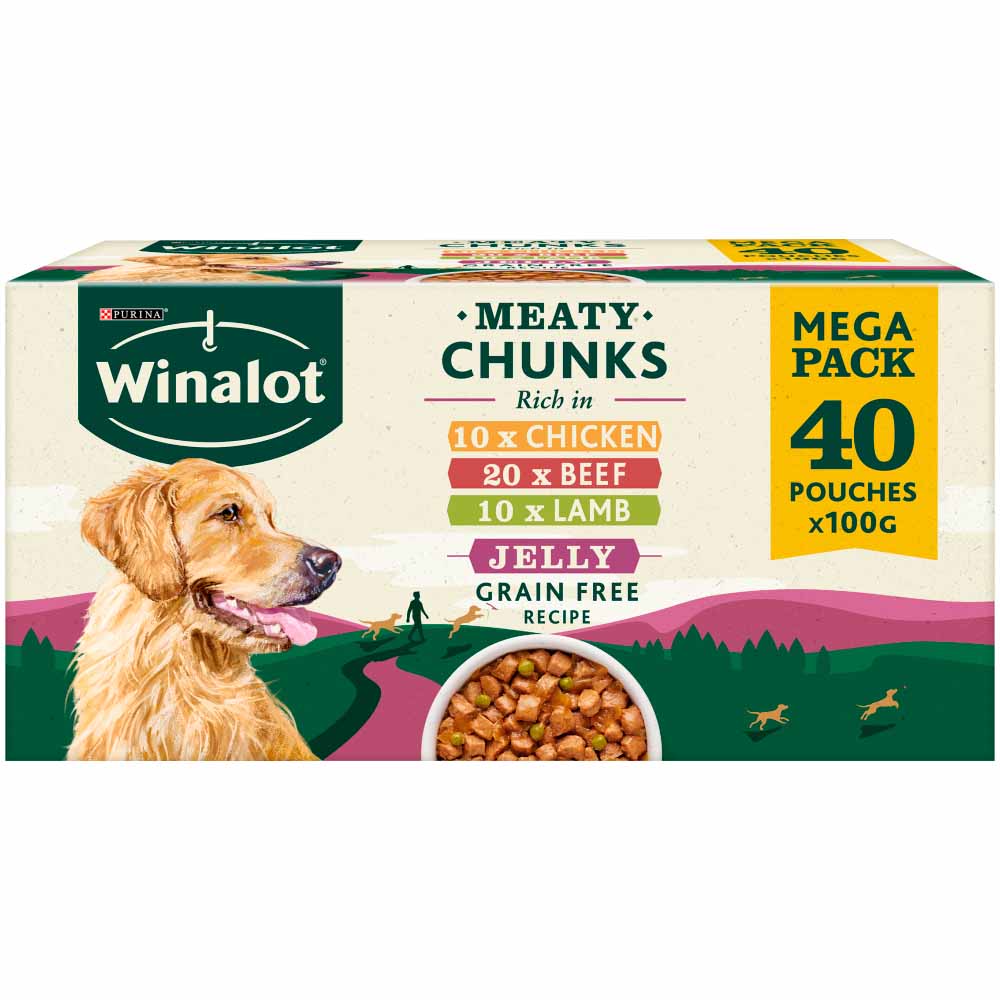 Winalot Wet Dog Food Pouches Mixed in Jelly 40 x 100g Image 1