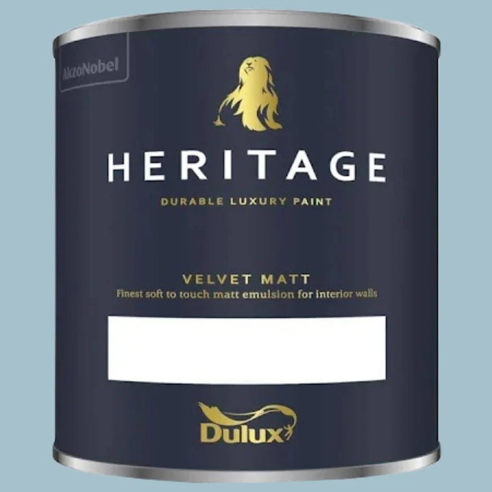 Dulux Heritage Walls and Ceilings Light Teal Velvet Matt Emulsion Paint 1L Image 2