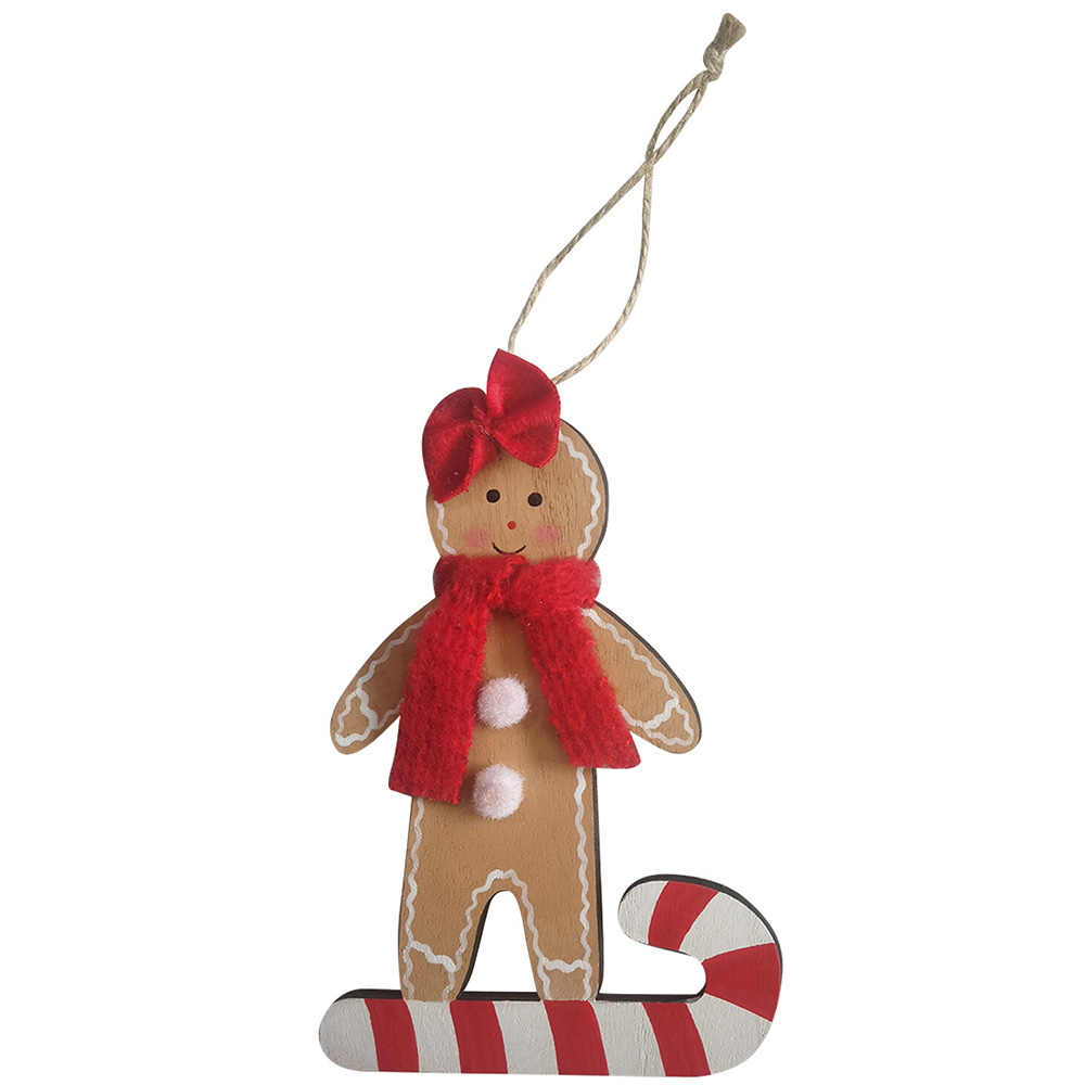 Candy Cane Lane Red Gingerbread On Candy Cane Hanging Single Ornament Image 2