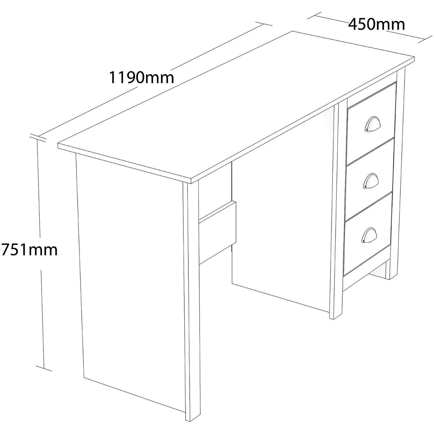 Lexington 3 Drawer Grey Desk Image 6