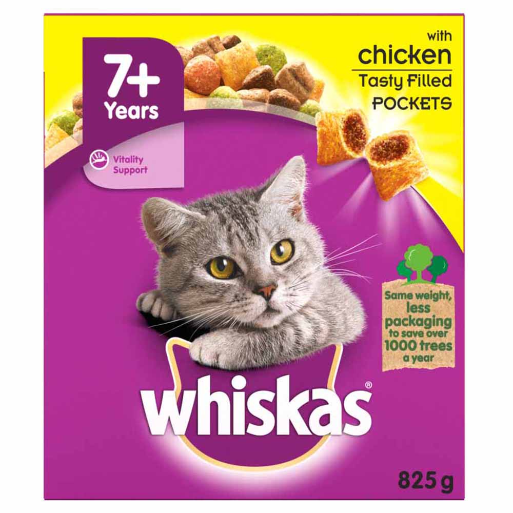 Whiskas Senior Chicken Flavour Dry Cat Food 825g Image 2