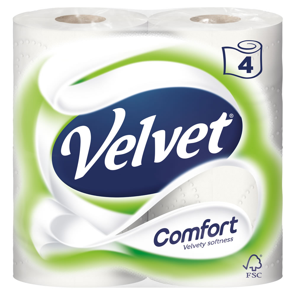 Velvet Comfort Toilet Tissue 4 roll 2ply White FSC Image