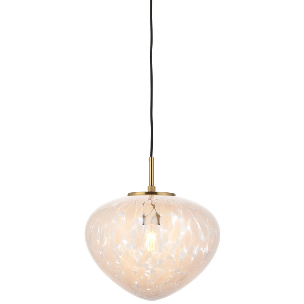 Merano Bari White Confetti Glass Satin Brass Plate Pendant Light Image 3