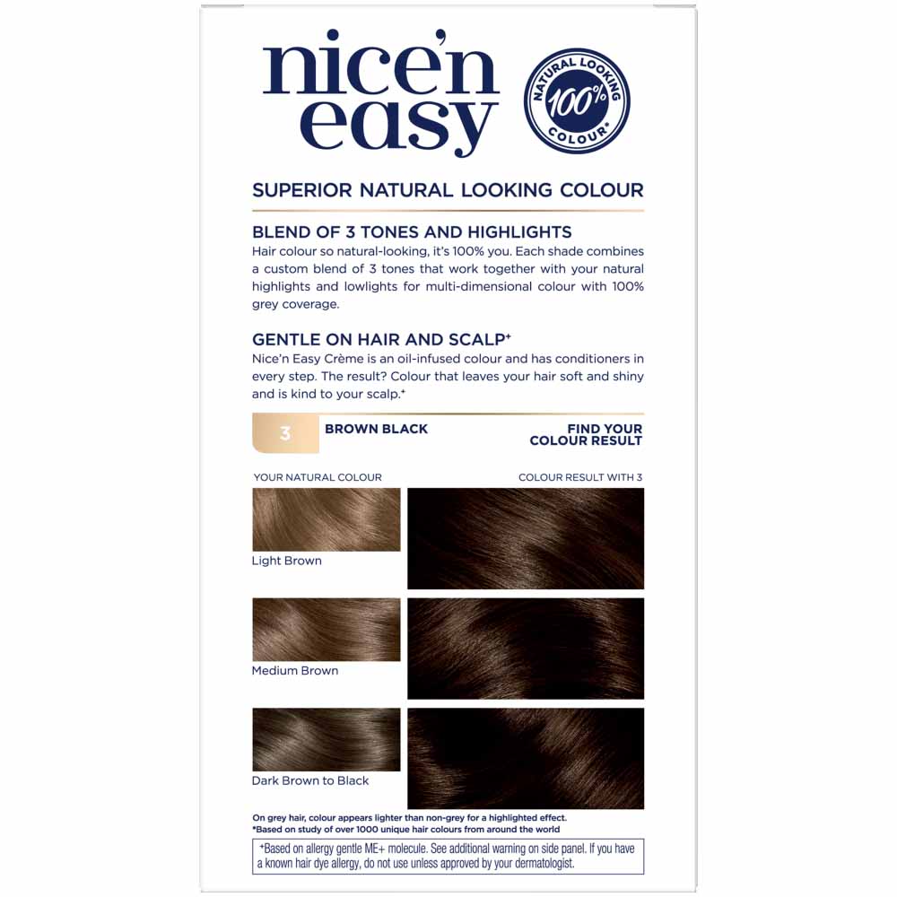 Clairol Nice'n Easy Brown Black 3 Permanent Hair Dye Image 2