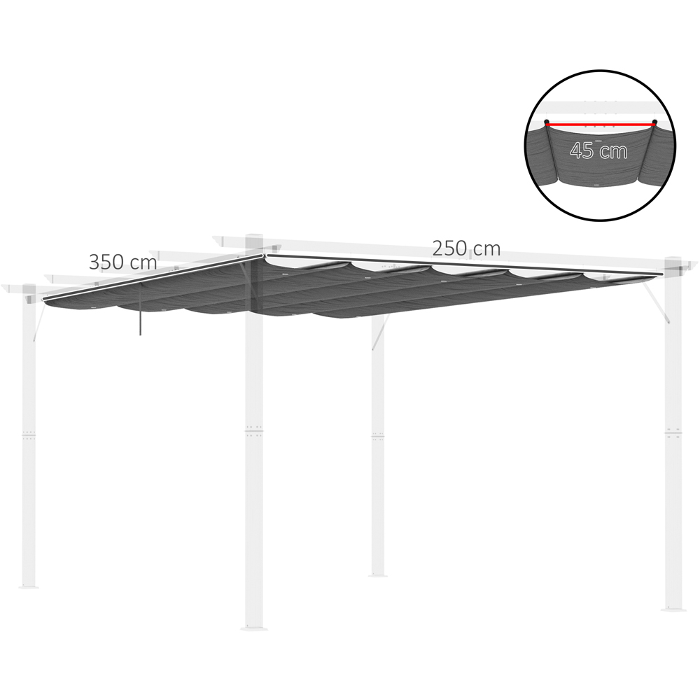Outsunny 4 x 3m Dark Grey Retractable Pergola Replacement Canopy Image 7