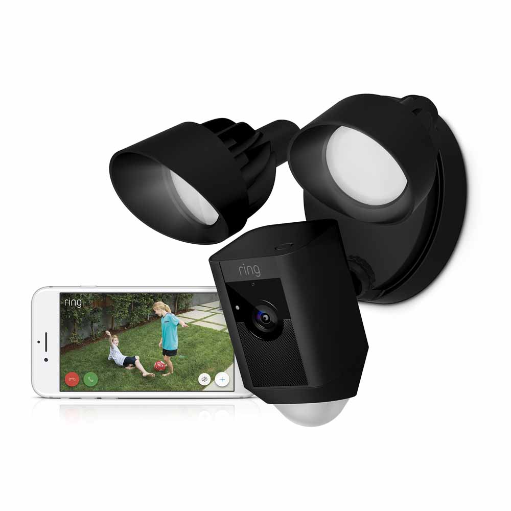 Ring Floodlight Cam Motion Activated Security Camera Wired Black Wilko