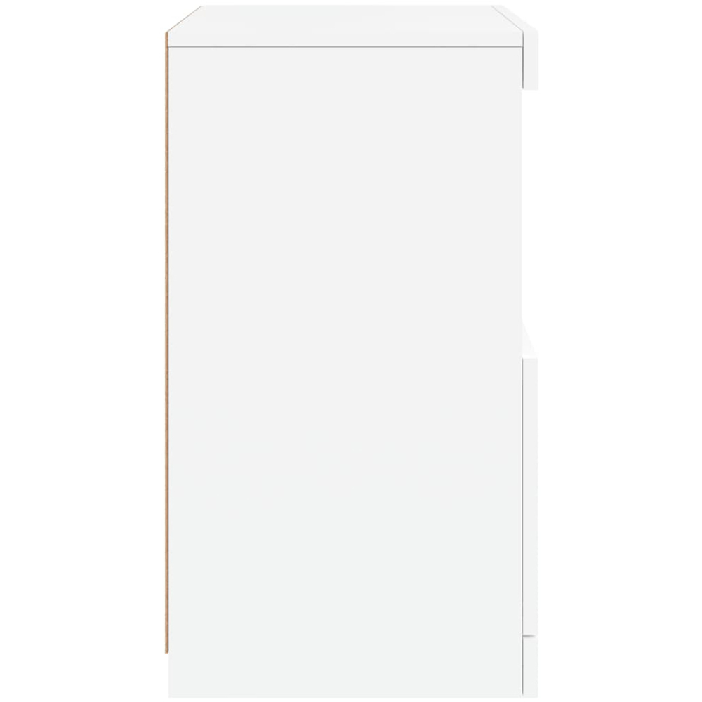 vidaXL Single Door 2 Shelf White LED Sideboard Image 6