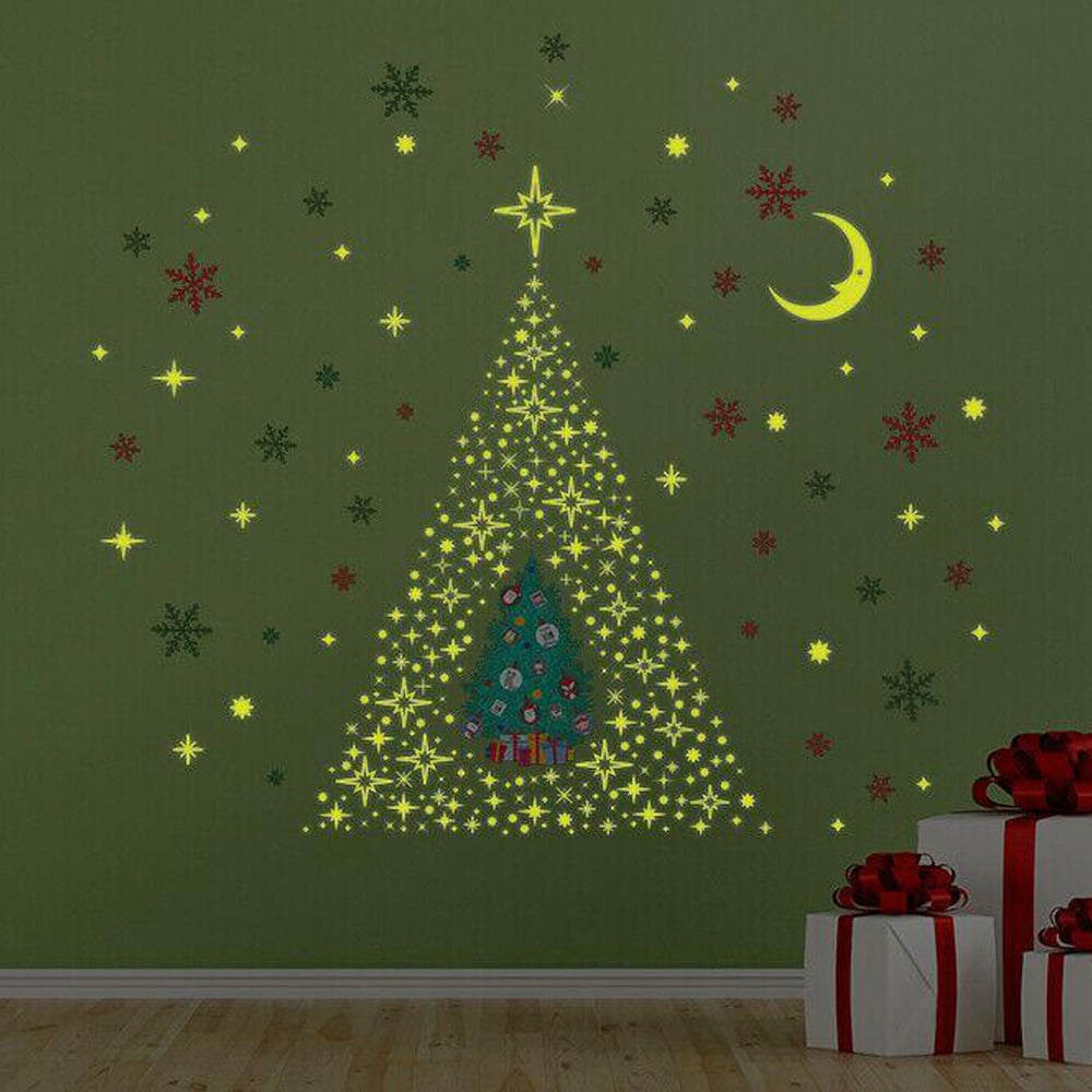 Walplus Glow Stars and Colourful Snowflakes with Christmas Tree Self Adhesive Wall Sticker 434 Piece Image 3