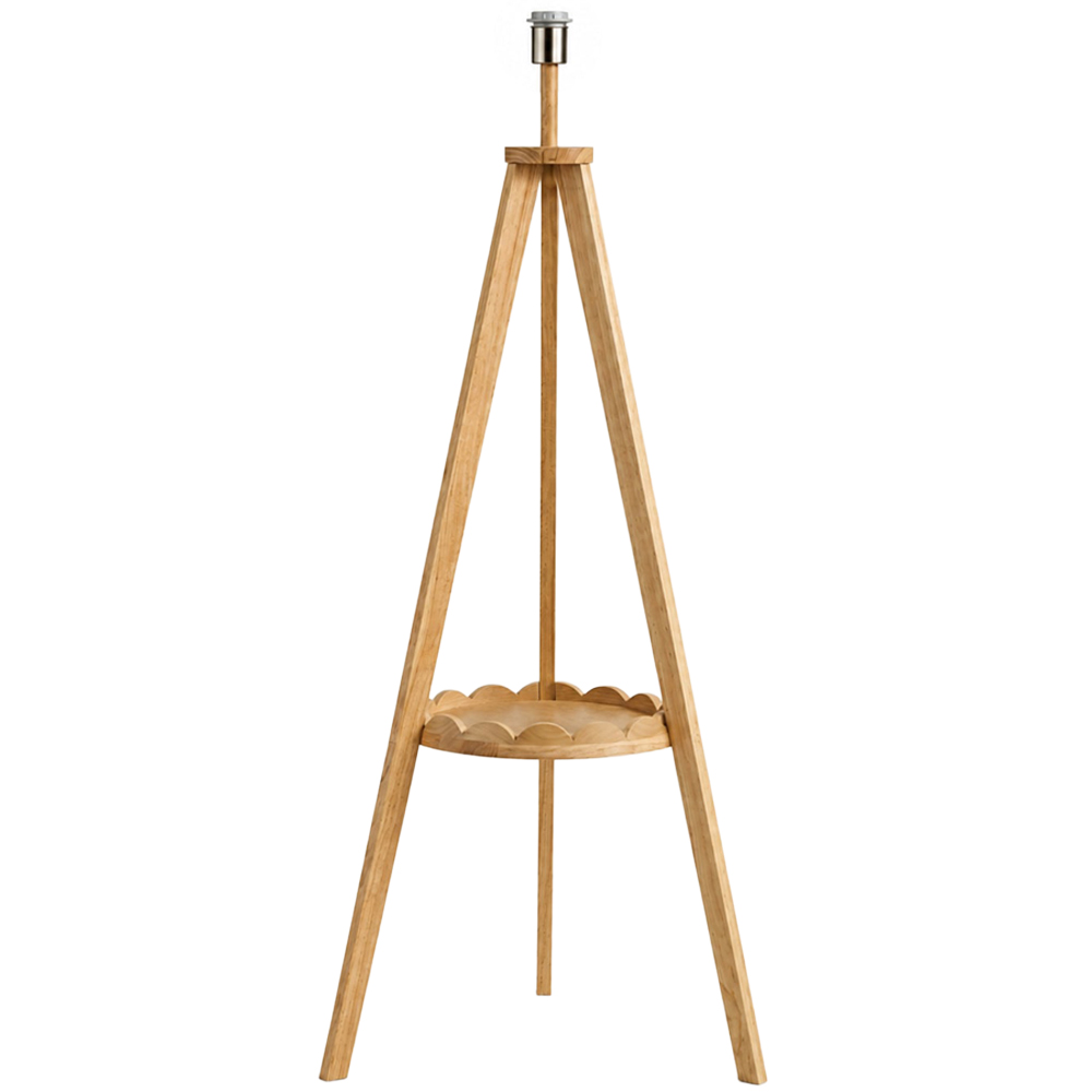 ValueLights Morrigan Single Scallop Shelf Mid Wood Tripod Floor Lamp Base Image 1