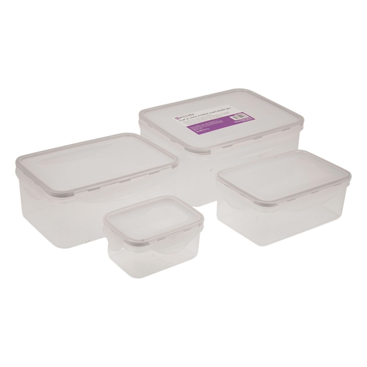 My Kitchen 4 Piece Clip and Lock Food Container with Lid Image 2