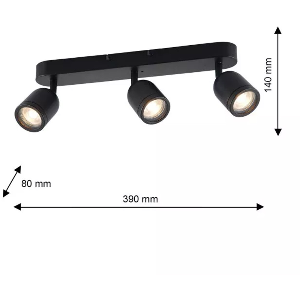 Milagro Porter Black 3 LED Ceiling Light Image 5