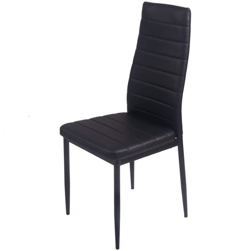 Portland Glass 4 Seater Leather Dining Set Black Image 2